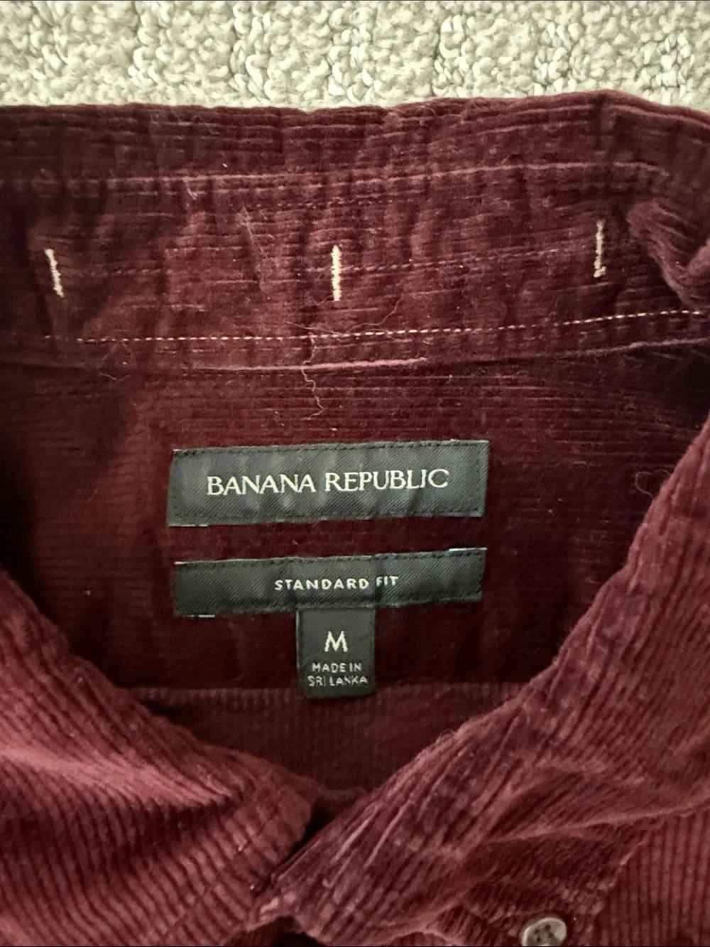 Banana Republic Men's Burgundy Corduroy Button-Down Shirt